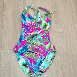 Tommy Bahama Reversible Pink and Blue Tropical One Piece SPF 8